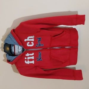 Abercrombie & Fitch| Vintage Varsity Style Cardinal Red Zippered Hoodie